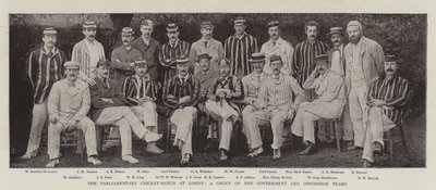 Das Parlaments-Cricketspiel in Lords, eine Gruppe von Regierungs- und Oppositionsmannschaften von English Photographer