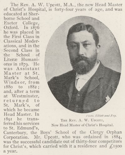 Der Hochwürdige A. W. Upcott, neuer Schulleiter des Christ
