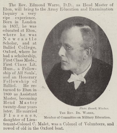 Der Reverend Dr. Warre, Mitglied des Komitees für Militärische Ausbildung von English Photographer
