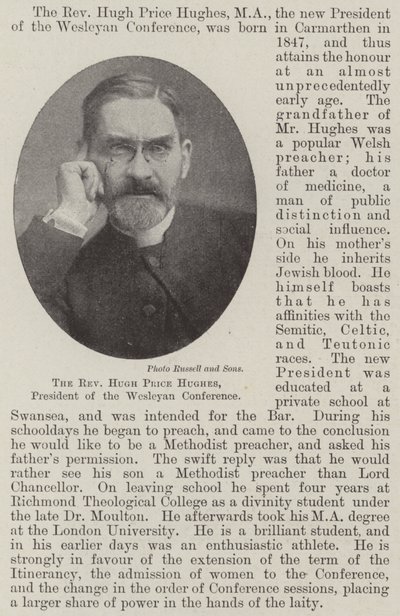 Der ehrwürdige Hugh Price Hughes, Präsident der Wesleyanischen Konferenz von English Photographer
