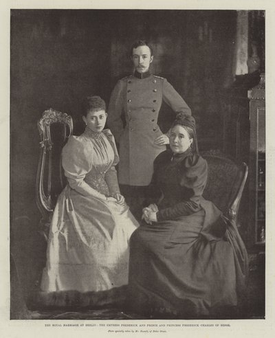 Die königliche Hochzeit in Berlin, die Kaiserin Friedrich und Prinz und Prinzessin Friedrich Karl von Hessen von English Photographer