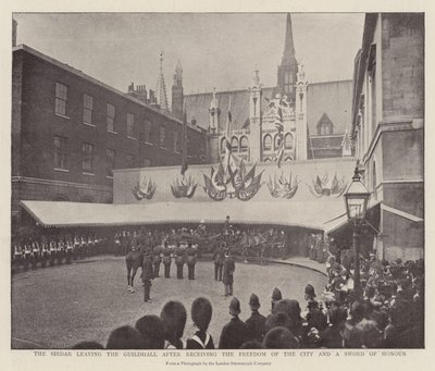 Der Sirdar verlässt die Guildhall nach Erhalt der Freiheit der Stadt und eines Ehrenschwertes von English Photographer
