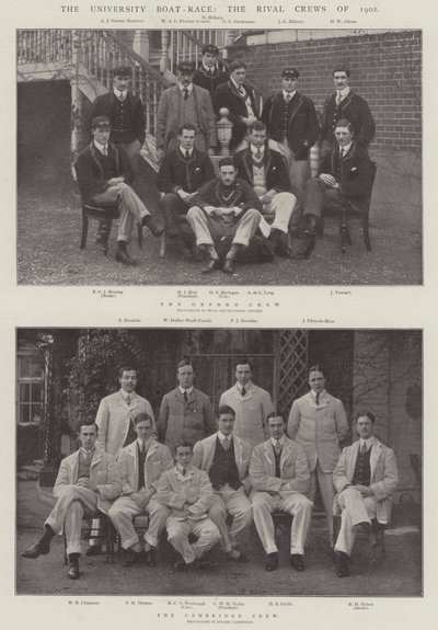 Das Universitäts-Bootsrennen, die rivalisierenden Crews von 1902 von English Photographer
