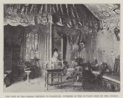 Der Besuch des deutschen Kaisers in Palästina, Innenraum des Pavillons vom Sultan gesandt von English Photographer