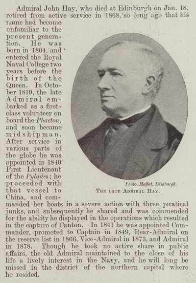 Der verstorbene Admiral Hay von English Photographer