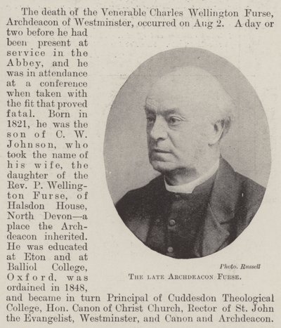 Der verstorbene Erzdiakon Furse von English Photographer