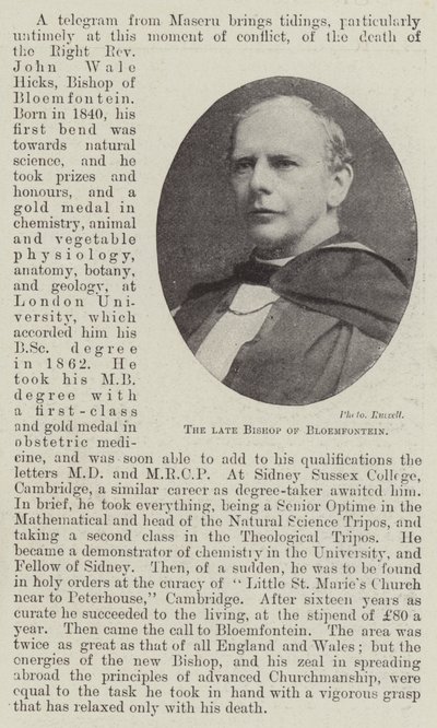 Der verstorbene Bischof von Bloemfontein von English Photographer