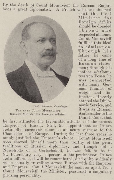 Der verstorbene Graf Mouravieff, russischer Außenminister von English Photographer