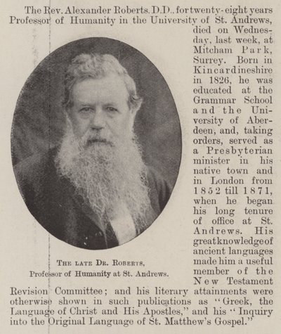 Der verstorbene Dr. Roberts, Professor für Humanwissenschaften in St. Andrews von English Photographer