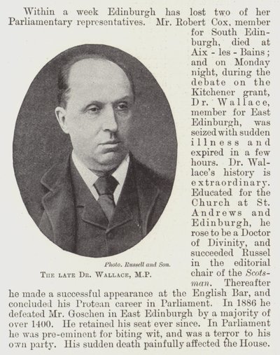 Der verstorbene Dr. Wallace, MP von English Photographer