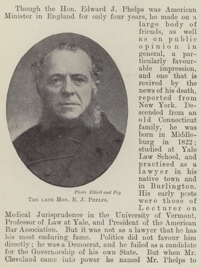 Der verstorbene Ehrenwerte E. J. Phelps von English Photographer