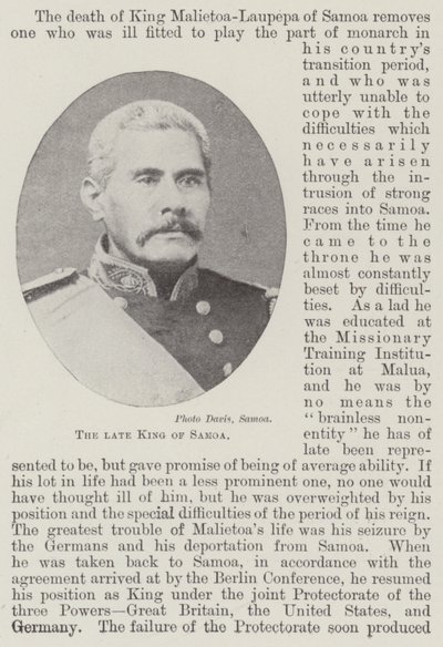 Der verstorbene König von Samoa von English Photographer