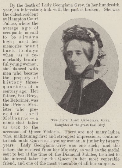 Die verstorbene Lady Georgiana Grey, Tochter des großen Earl Grey von English Photographer
