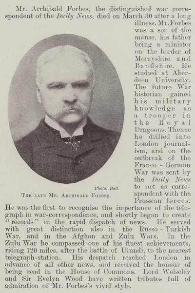 Der verstorbene Mr Archibald Forbes von English Photographer