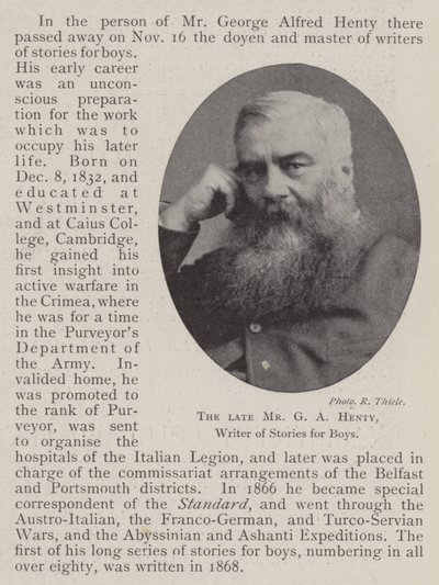 Der verstorbene Mr. G. A. Henty, Schriftsteller von Geschichten für Jungen von English Photographer