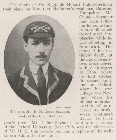 Der verstorbene Mr. R. H. Culme-Seymour, Schlagmann des Oxford-Bootes 1901 von English Photographer
