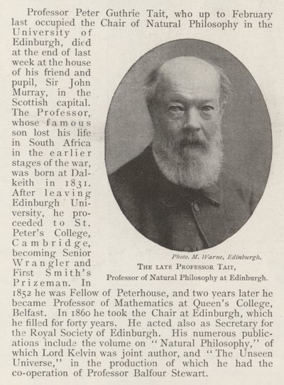 Der verstorbene Professor Tait, Professor der Naturphilosophie in Edinburgh von English Photographer