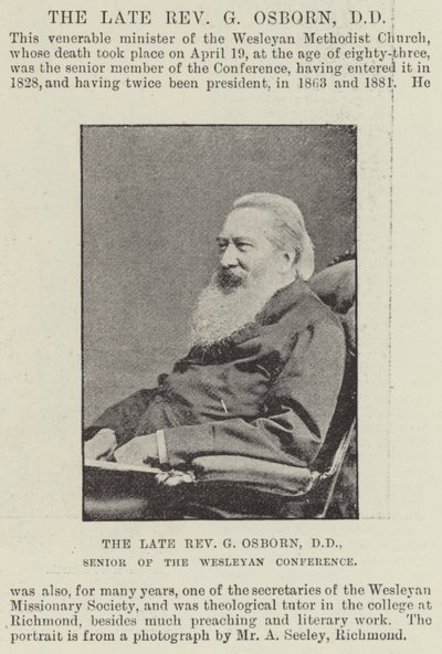 Der verstorbene Reverend G. Osborn, DD, Senior der Wesleyanischen Konferenz von English Photographer