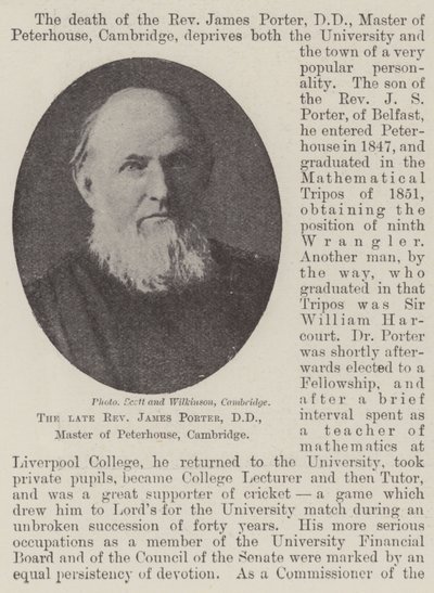 Der verstorbene Reverend James Porter, DD, Master von Peterhouse, Cambridge von English Photographer