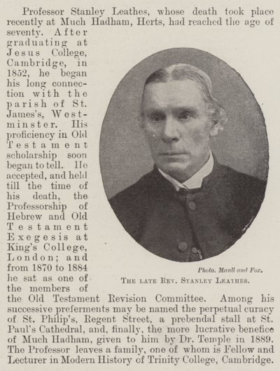 Der verstorbene Reverend Stanley Leathes von English Photographer