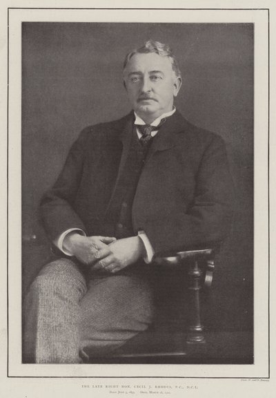 Der verstorbene ehrenwerte Cecil J. Rhodes, PC, DCL von English Photographer