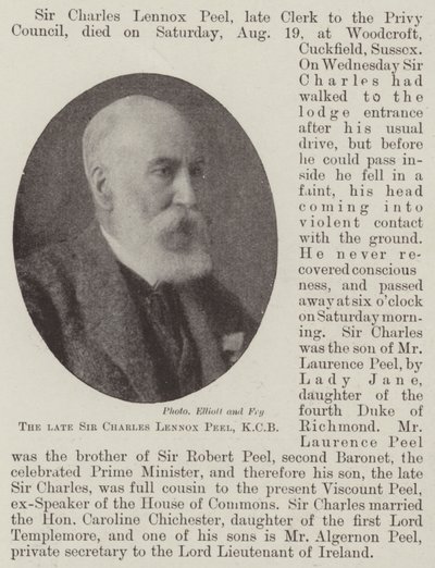 Der verstorbene Sir Charles Lennox Peel, KCB von English Photographer
