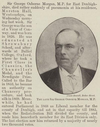 Der verstorbene Sir George Osborne Morgan, MP von English Photographer