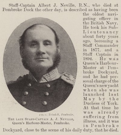 Der verstorbene Stabskapitän A J Neville, Queens Hafenmeister, Pembroke von English Photographer