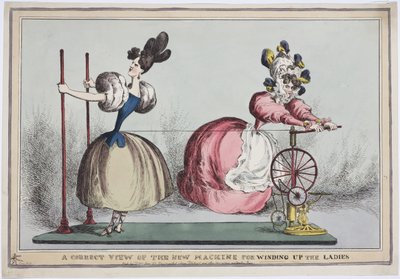 Eine korrekte Ansicht der neuen Maschine zum Aufziehen der Damen, veröffentlicht von Thomas McLean, um 1830 von English School