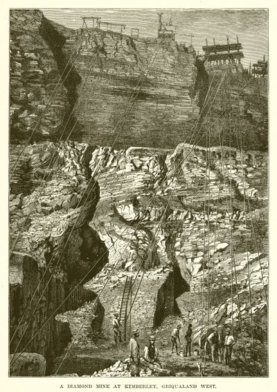 Eine Diamantenmine in Kimberley, Griqualand West von English School