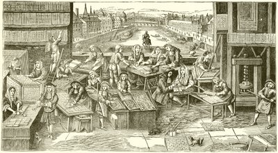 Eine französische Spielkartenfabrik zur Zeit von Ludwig XIV. von English School