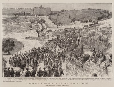 Eine mohammedanische Pilgerfahrt zum Grab von Moses (Gravur) von English School