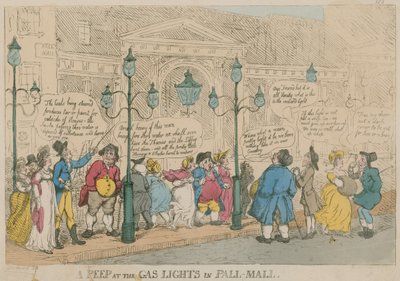 Ein Blick auf die Gaslichter in Pall Mall, London von English School