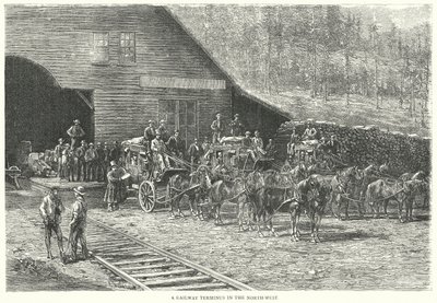 Ein Bahnhof im Nordwesten (Gravur) von English School