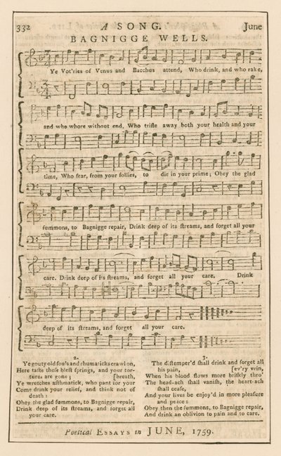 Ein Lied: Bagnigge Wells, London; Musik von English School