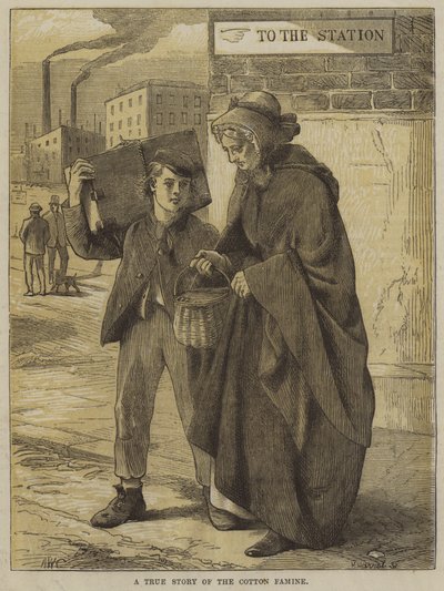 Eine wahre Geschichte der Baumwollhungersnot (Gravur) von English School