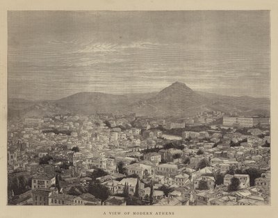 Ein Blick auf das moderne Athen (Stich) von English School