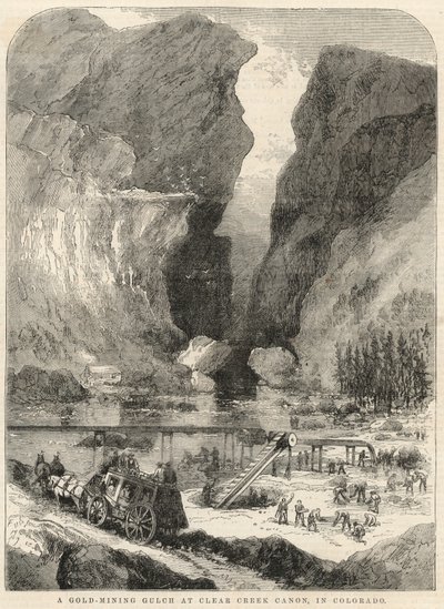 Eine Goldminen-Schlucht im Clear Creek Canyon in Colorado von English School