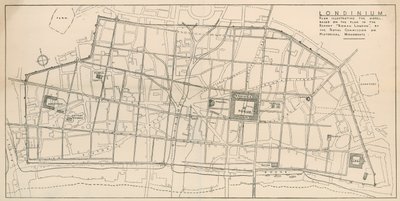 Eine Karte des Modells von Römisch-London in der Ausstellung in der Unterkirche von All-Hallows-by-the-Tower von English School