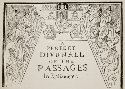 Eine Zeitungsüberschrift, 17. Jahrhundert, Illustration aus Hutchinsons Geschichte der britischen Nation, ca. 1923 von English School