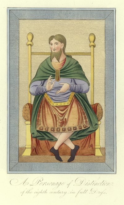 Eine bedeutende Person des 8. Jahrhunderts in voller Kleidung von English School