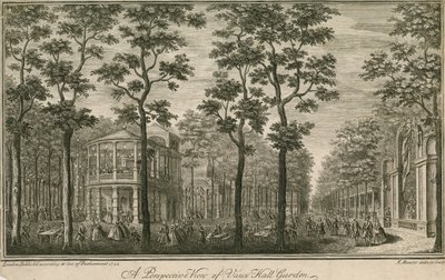 Perspektivische Ansicht der Vauxhall Gardens, London von English School