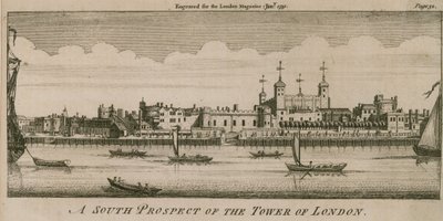 Ein südlicher Ausblick auf den Tower of London von English School