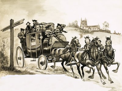 Eine Postkutsche nach York von English School