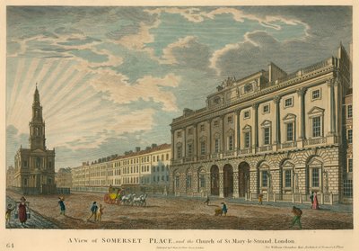Eine Ansicht des Somerset House und St. Mary-le-Strand, The Strand, London von English School