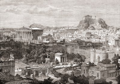 Ansicht des antiken Athen, Griechenland. Aus The Review of Reviews, veröffentlicht 1891 von English School