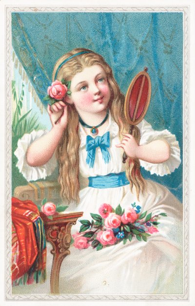 Ein junges Mädchen mit einer Blume im Haar von English School
