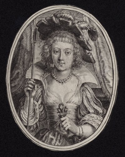 Eine junge Frau mit einem Stab und Blumen von English School