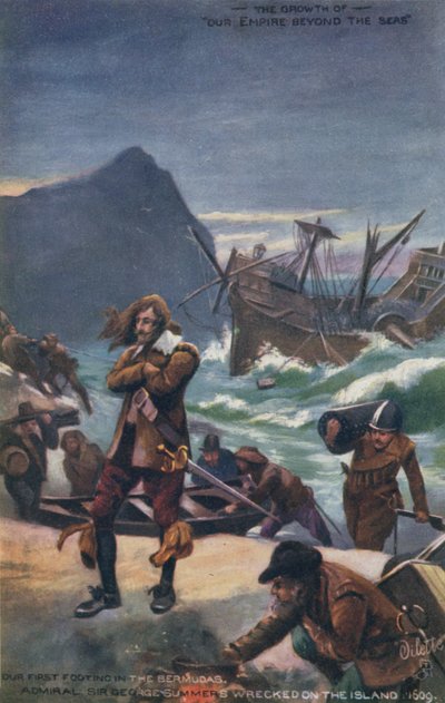 Admiral Sir George Summers Schiffbruch auf Bermuda, 1609 von English School