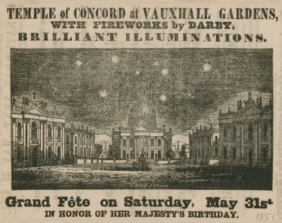 Werbung für das große Fest im Tempel der Eintracht, Vauxhall Gardens von English School